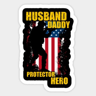 Husband Daddy Protector Hero, american flag. Sticker